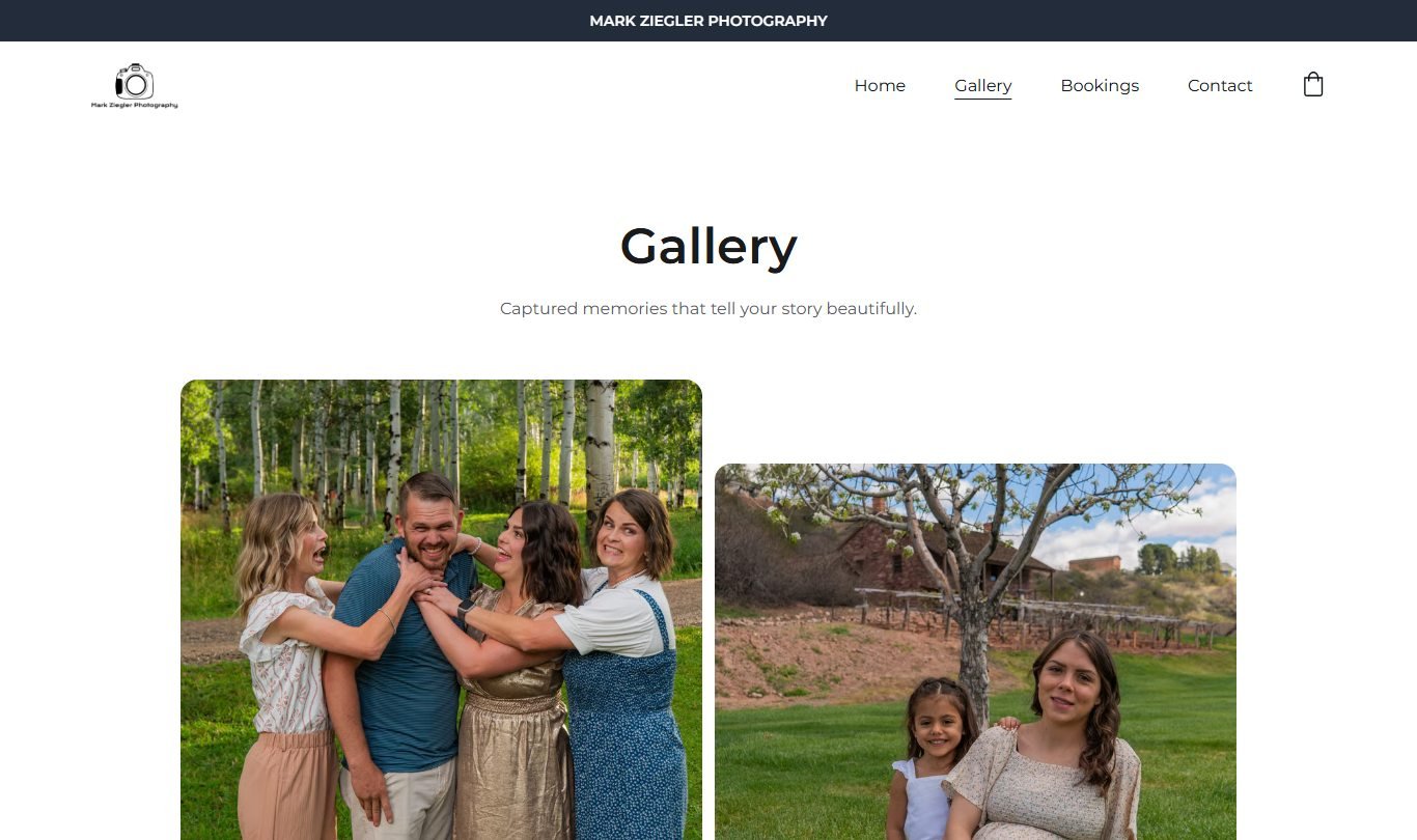Maulerz Photography homepage with large hero image and booking calls to action